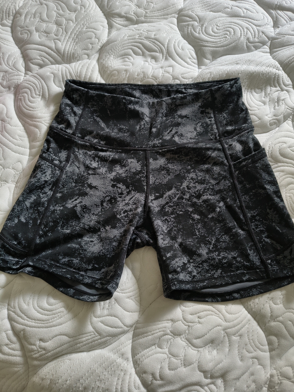 Amazon Women's High-Waist Black Marble Bike Shorts